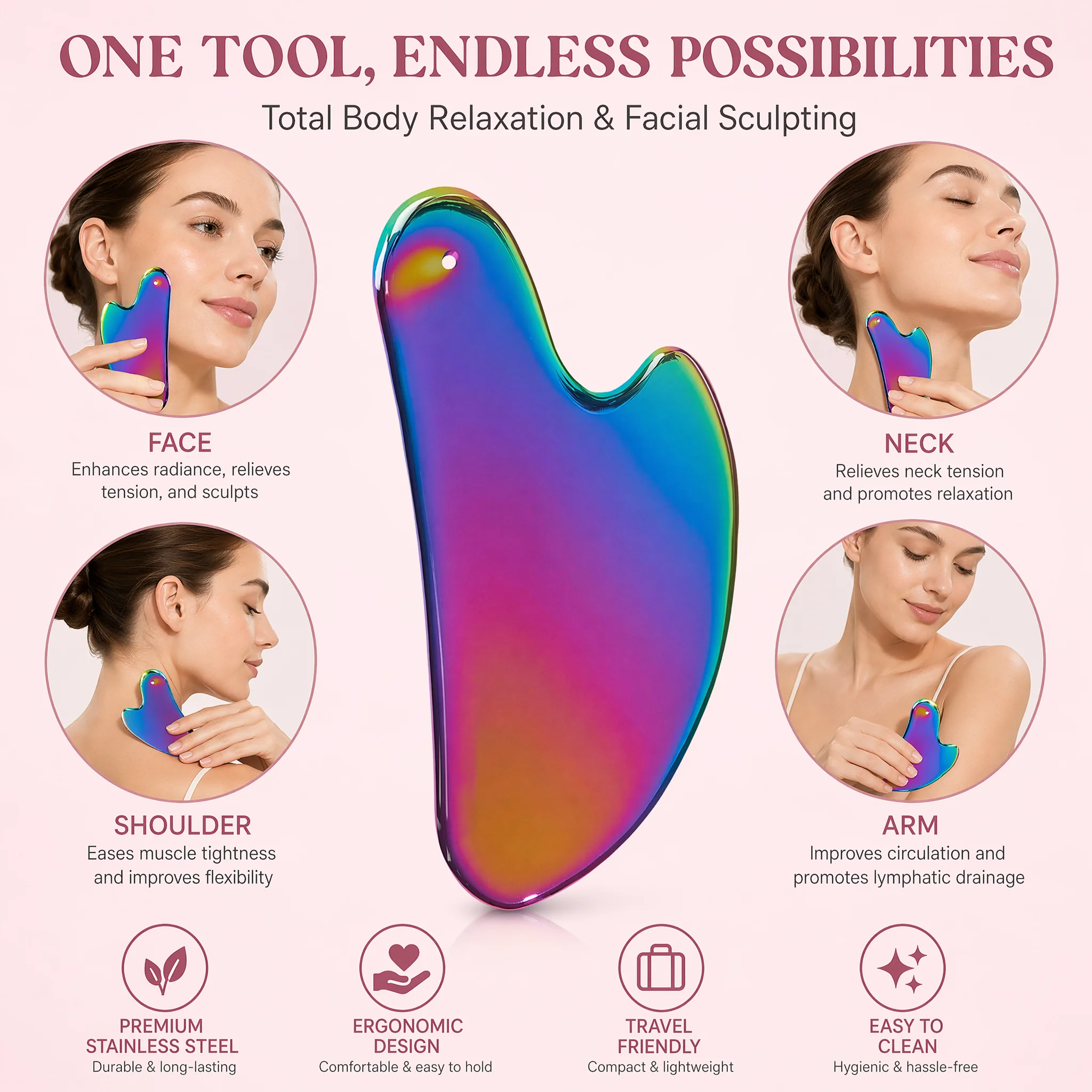 1Pcs Stainless Steel Gua Sha B - Relax - Spa & Wellness recension och pris